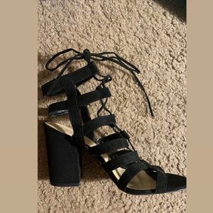 Black lace up sandal heels
